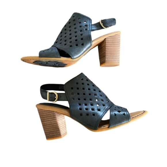 Born Havana Grey Leather Perforated Sandal 11 - Picture 1 of 6